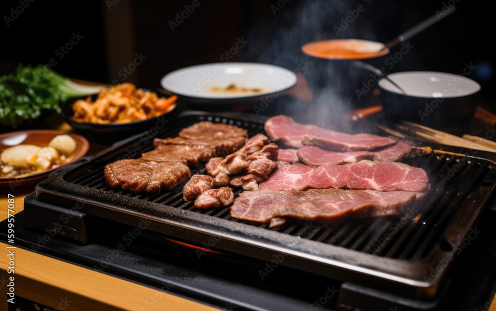 yakiniku grill created with Generative AI technology yakiniku grill created with Generative AI technology