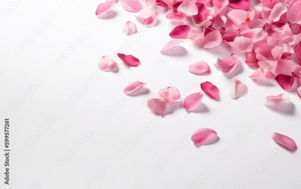 sakura petals scattering white background 
created with Generative AI technology