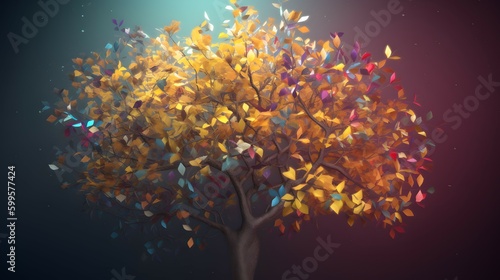 tree with colored leaves. Generative AI © Alex Bur