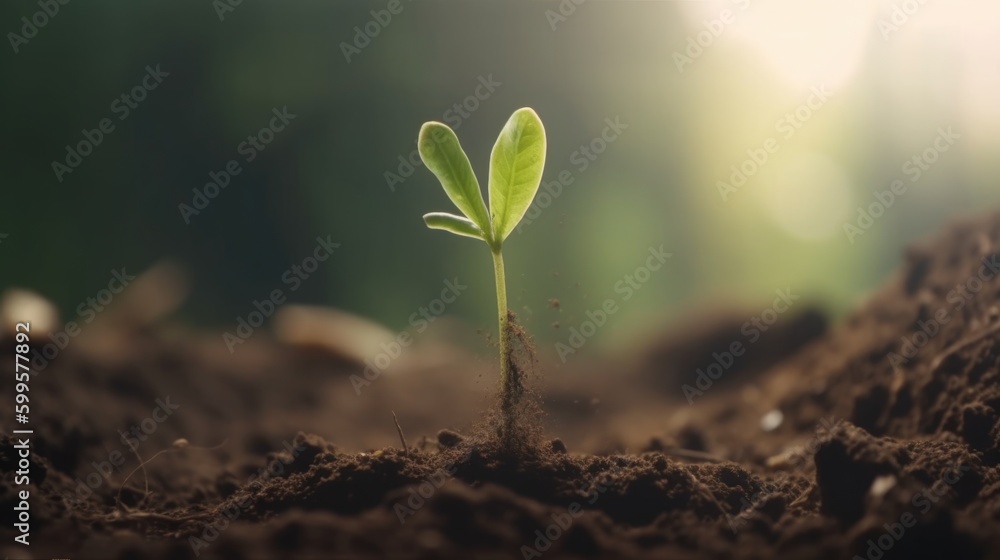 young plant on ground created with Generative AI technology young plant on ground created with Generative AI technology