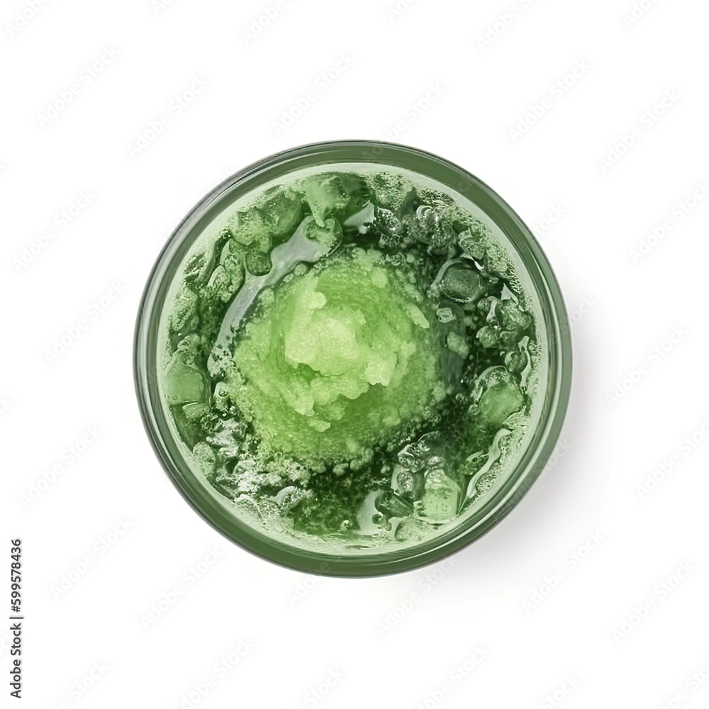 top view of ice matcha green tea isolated created with Generative AI technology top view of ice matcha green tea isolated created with Generative AI technology