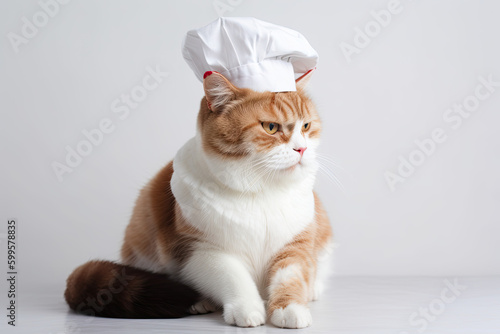 cat wearing chef hat created with Generative AI technology