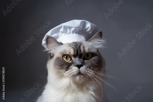 cat wearing chef hat created with Generative AI technology © Poprock3d