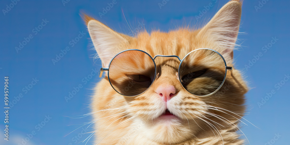 orange cat with sunglasses created with Generative AI technology