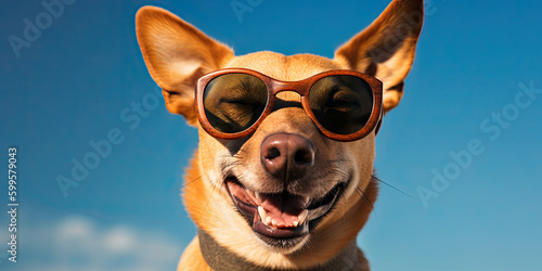 chihuahua wearing sunglasses created with Generative AI technology © Poprock3d