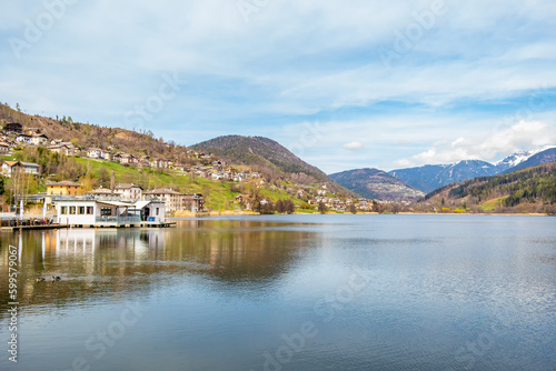 Fototapeta Naklejka Na Ścianę i Meble -  View from Baselga di Pine on Lake Serraia, Trentino Alto Adige, Italy