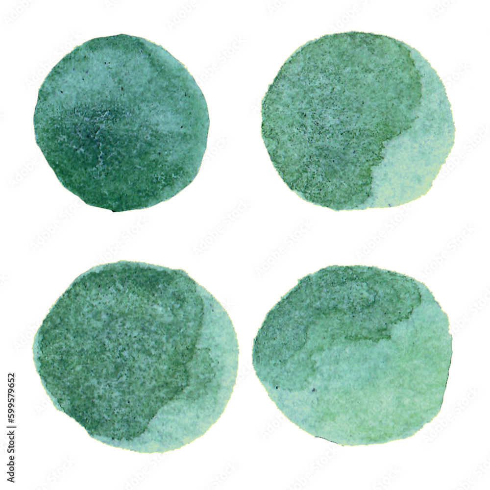 Set of turquoise watercolor circle splashes logo background Set of turquoise watercolor circle splashes logo background