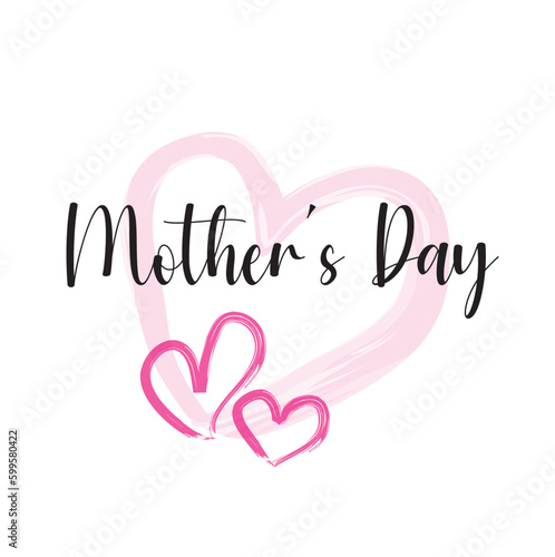 Cartel del día de la madre con un corazón rosa. Vista de frente. Vector