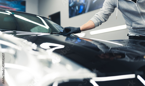 Professional car detailing center - making cars shiny and well maintained. High quality photo