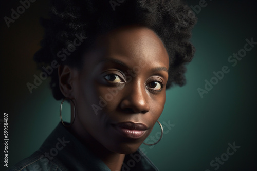 Generative ai portrait adult black woman looking camera independent