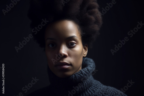 Generative ai portrait adult black woman looking camera independent