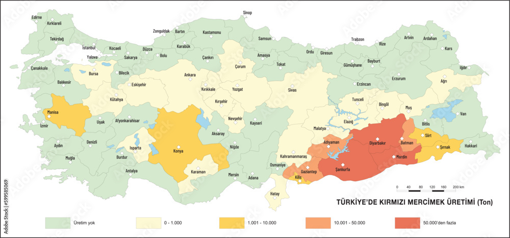 Turkiye Red Lentil Production Map, Geography Lesson, Türkiye agriculture, Red Lentil, Turkiye Map,