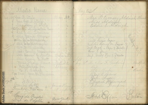 Old book page with ledger paper photo