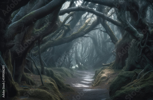 Mystery path in fairy tale forest