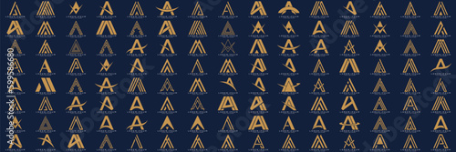 Mega logo collection, Abstract letter A logo design. icons for business