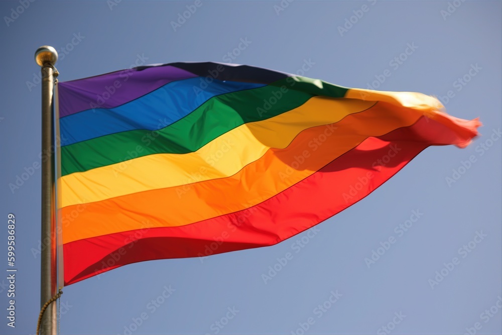 Pride concept, Equality, freedom. Generative AI. Pride flag, parade, rainbow. Young rights. LGBT.