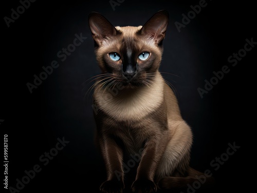 siamese cat on dark background