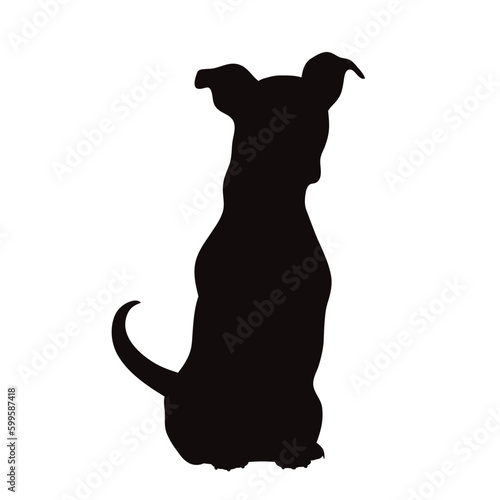 Vector silhouette of jack russell terrier on white background.