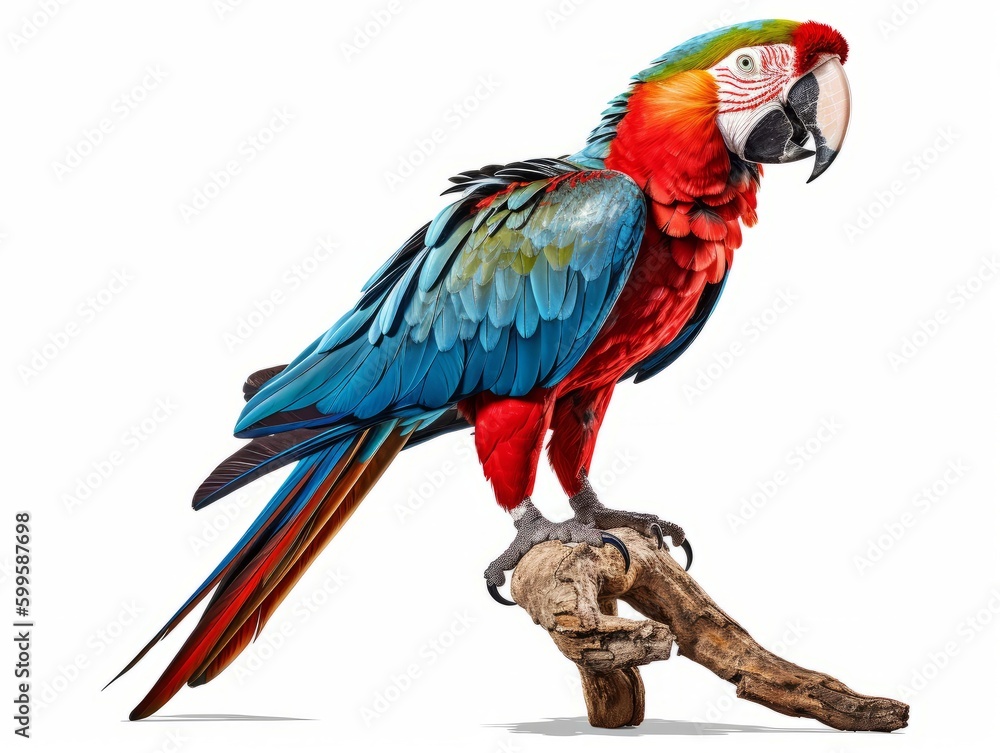 a macaw isolated in white background