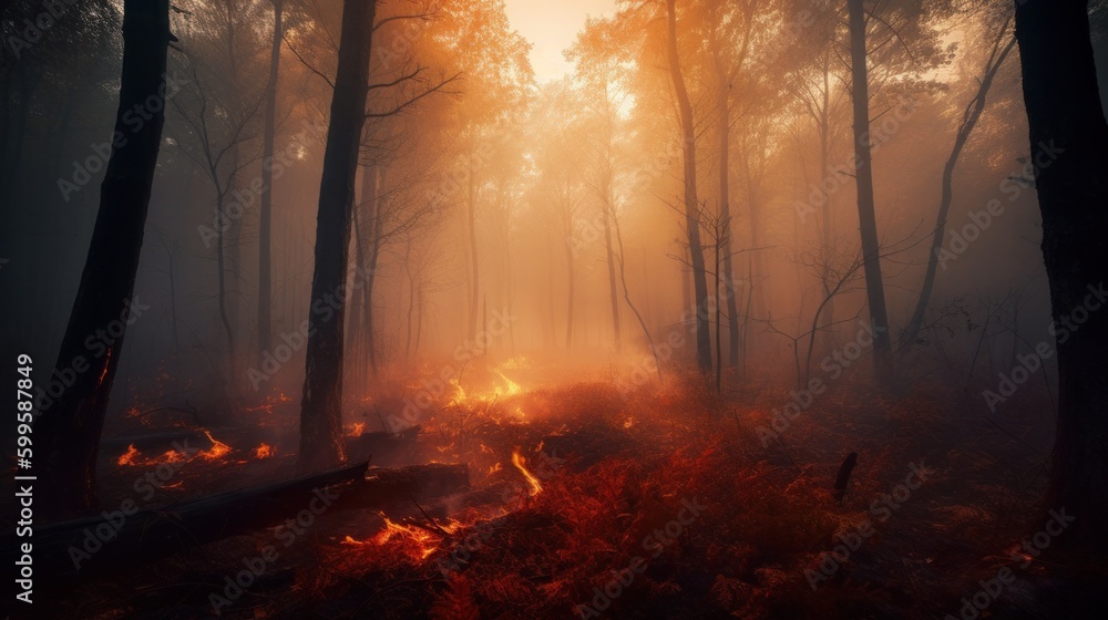 Forest in fire. AI generated. Forest in fire. AI generated.