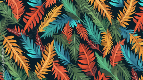 Abstract colourful Leaves background pattern - Illustration   Textile  Plant  Leaf  Wallpaper  Created using generative AI tools