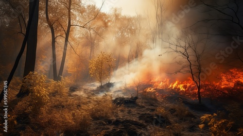 Forest in fire. AI generated. © vadymstock