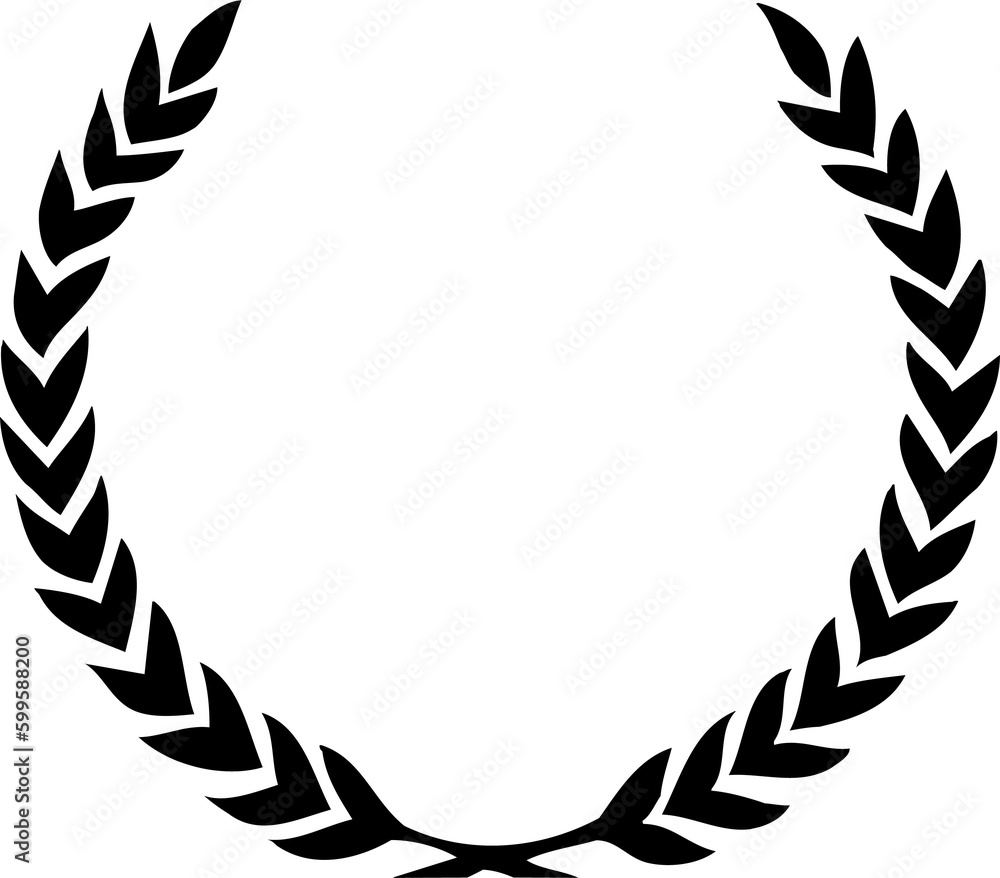 Vector black laurels set. Circular foliate laurels branches. Laurel