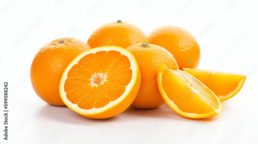 Group of slices whole of fresh orange fruit. AI generated. Group of slices whole of fresh orange fruit. AI generated.