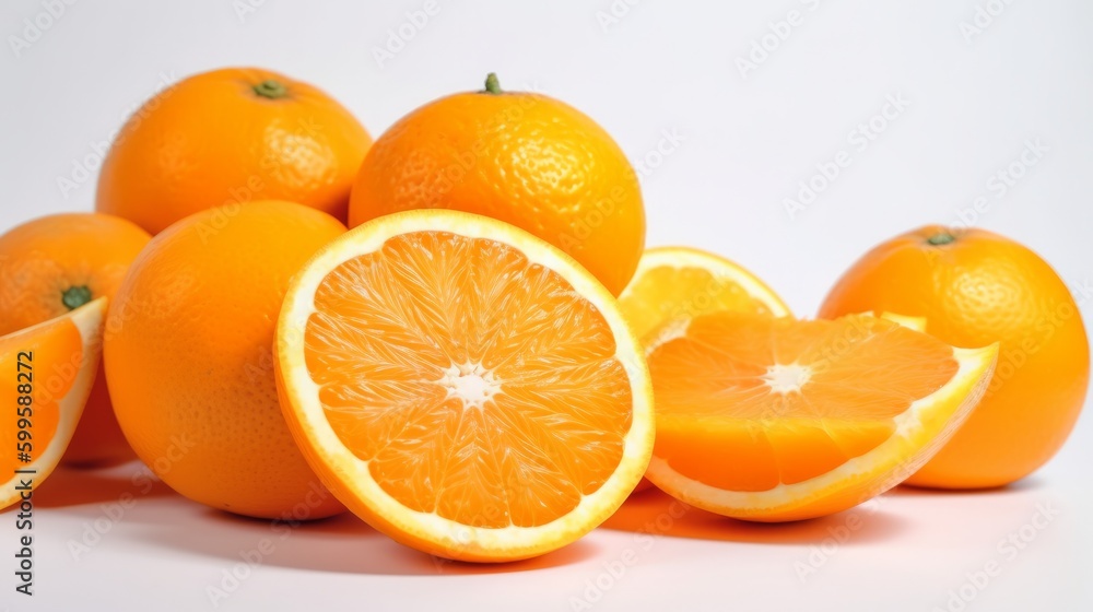 Group of slices whole of fresh orange fruit. AI generated. Group of slices whole of fresh orange fruit. AI generated.