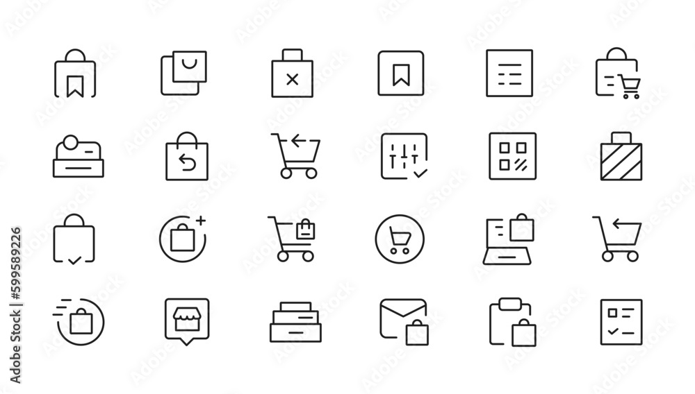 Shopping icons set. E-commerce icon collection. Online shopping thin line icons. Shop icons vector Shopping icons set. E-commerce icon collection. Online shopping thin line icons. Shop icons vector