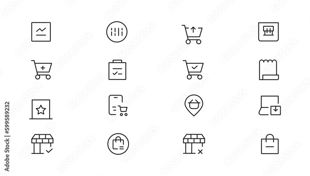 Shopping icons set. E-commerce icon collection. Online shopping thin line icons. Shop icons vector Shopping icons set. E-commerce icon collection. Online shopping thin line icons. Shop icons vector