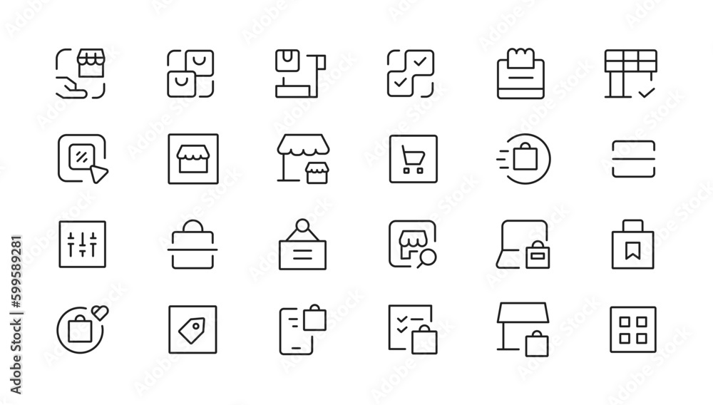 Shopping icons set. E-commerce icon collection. Online shopping thin line icons. Shop icons vector Shopping icons set. E-commerce icon collection. Online shopping thin line icons. Shop icons vector
