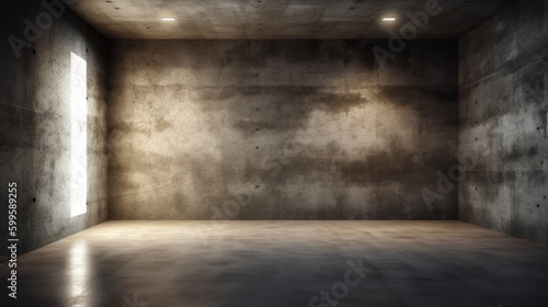 Luminous grunge concrete wall. AI generated © vadymstock