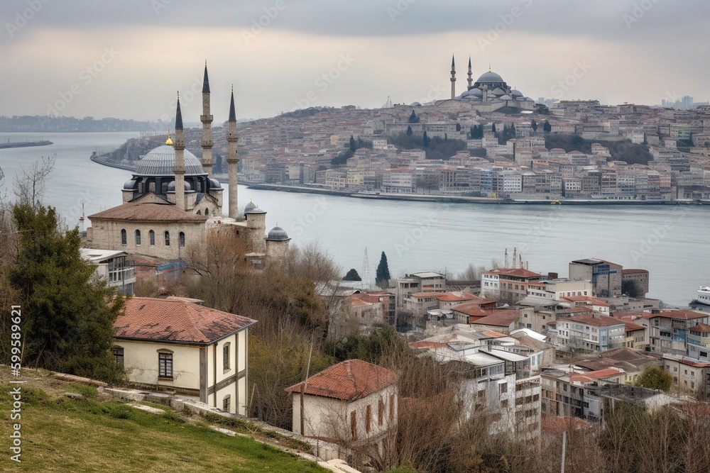 beautiful views of istanbul mosque AI