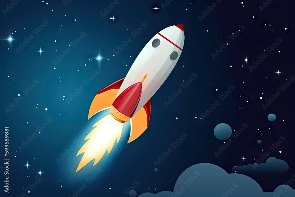 Rocket start up, space, to the moon Rocket start up, space, to the moon