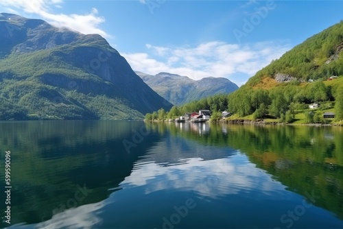 beautiful views of the fjords of norway AI