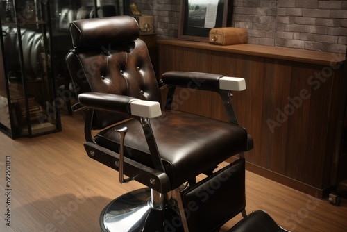 The Ultimate Barber Experience: Sitting on a Stylish Barber Chair, generative ai