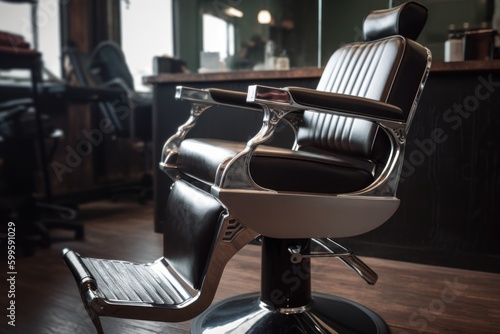 The Ultimate Barber Experience: Sitting on a Stylish Barber Chair, generative ai © Vanessa