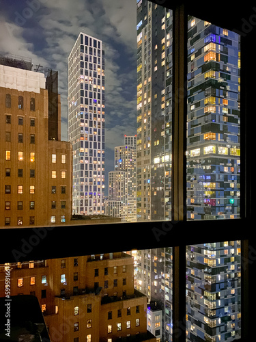 astonishing view of skyscrapers and cityscape in downtown brooklyn from the apartment window