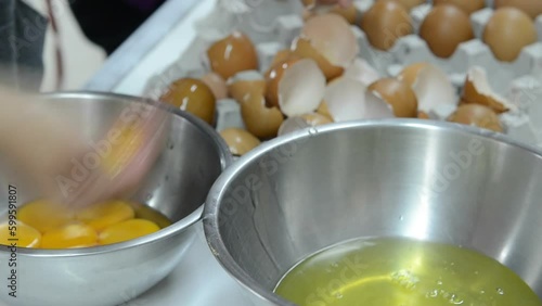 breaking an egg in bowl for make bakery