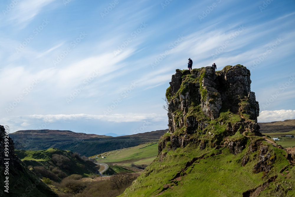 View of a cliff in the Fairy Glen on the isle of Skye
