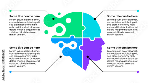 Infographic template. Creative mind with 4 puzzle pieces