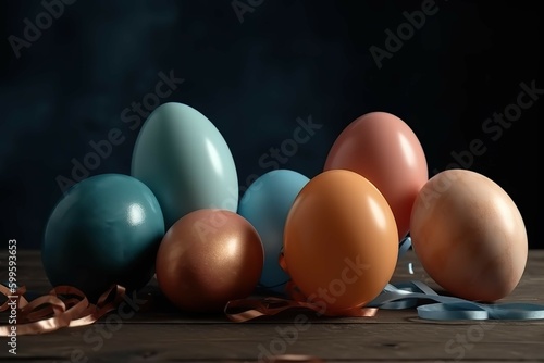 Easter eggs with pastel_colors, generative AI