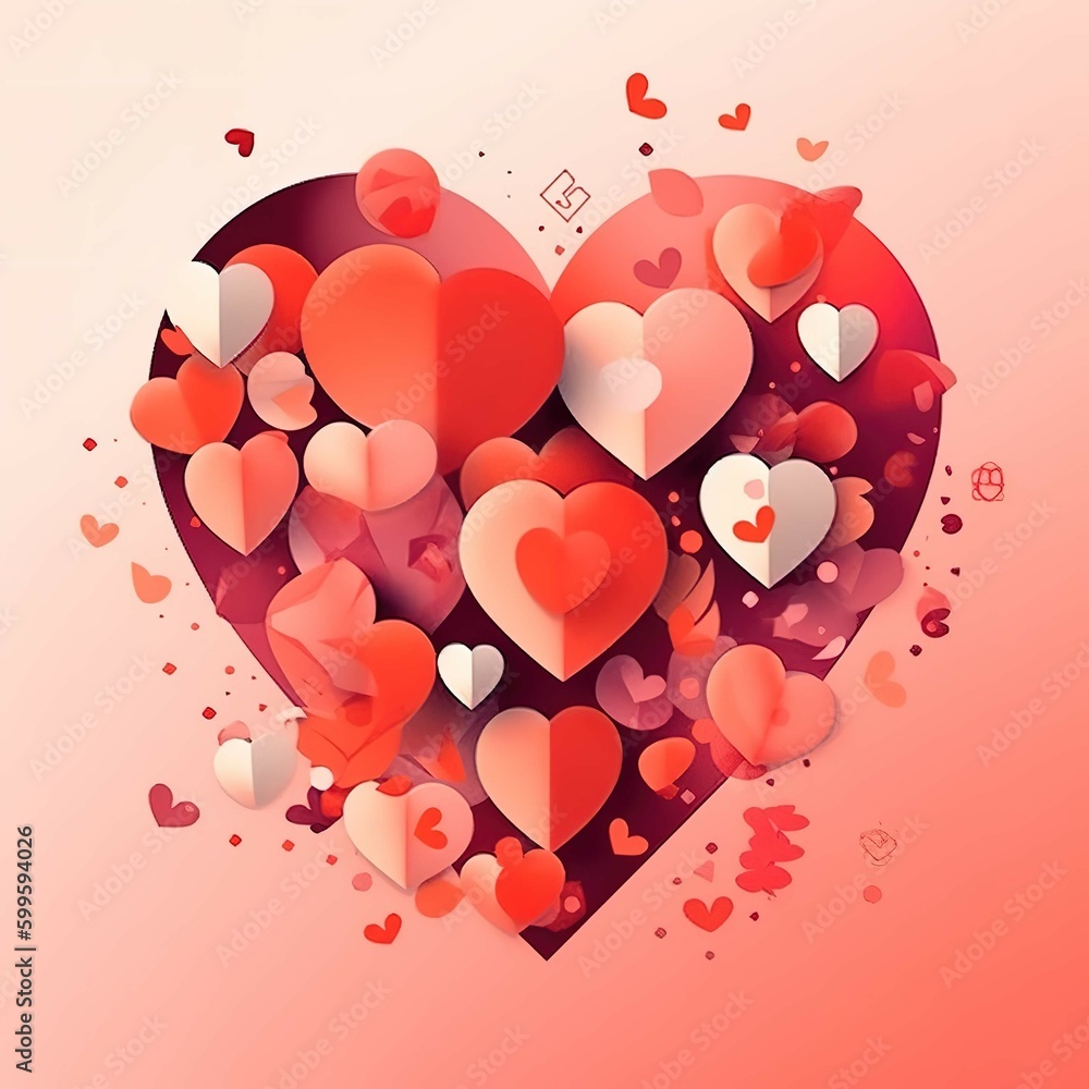Happy valentine day with creative love composition, Generative AI
