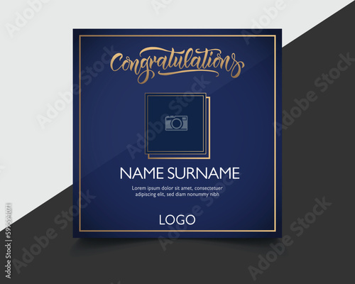 Congratulations social media post - congratulations greeting card lettering template - Design for invitation card, banner, web, header, celebration and flyer.