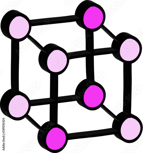 3D pink molecular flasks