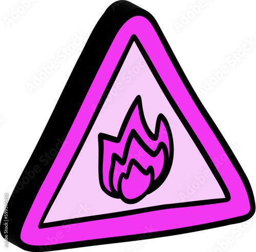 3D pink flammable sign