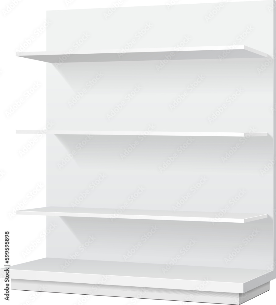 Mockup Blank Long Empty Showcase Display With Retail Shelves. Perspective View 3D. Illustration Isolated On White Background. Mock Up Template Ready For Your Design. Product Advertising. Vector EPS10 Mockup Blank Long Empty Showcase Display With Retail Shelves. Perspective View 3D. Illustration Isolated On White Background. Mock Up Template Ready For Your Design. Product Advertising. Vector EPS10