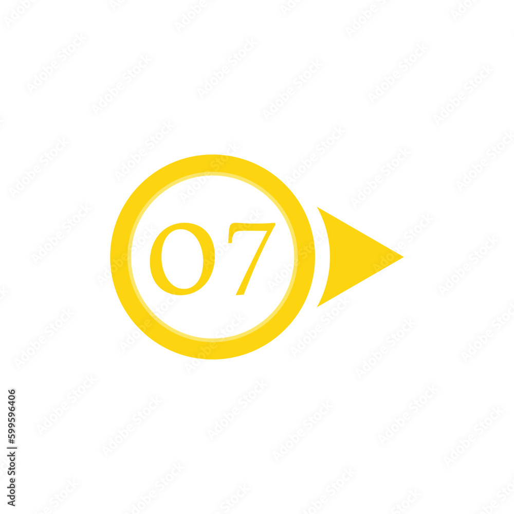 Vector illustration of circle arrow number bullet points from one to twelve 