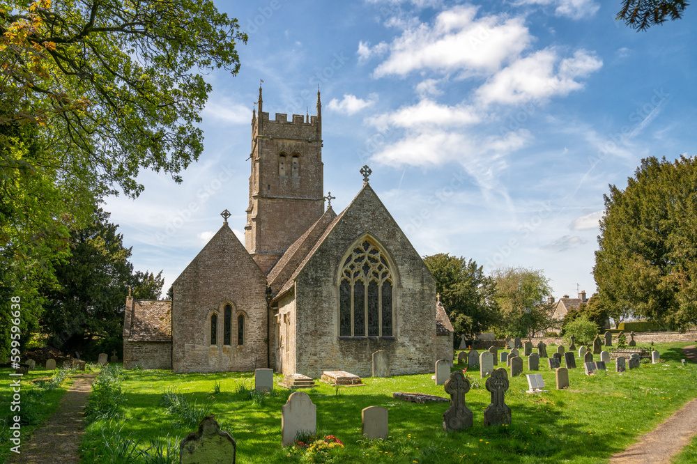 St Matthews church in the Cotswold village of Coates, Gloucestershire, England United Kingdom